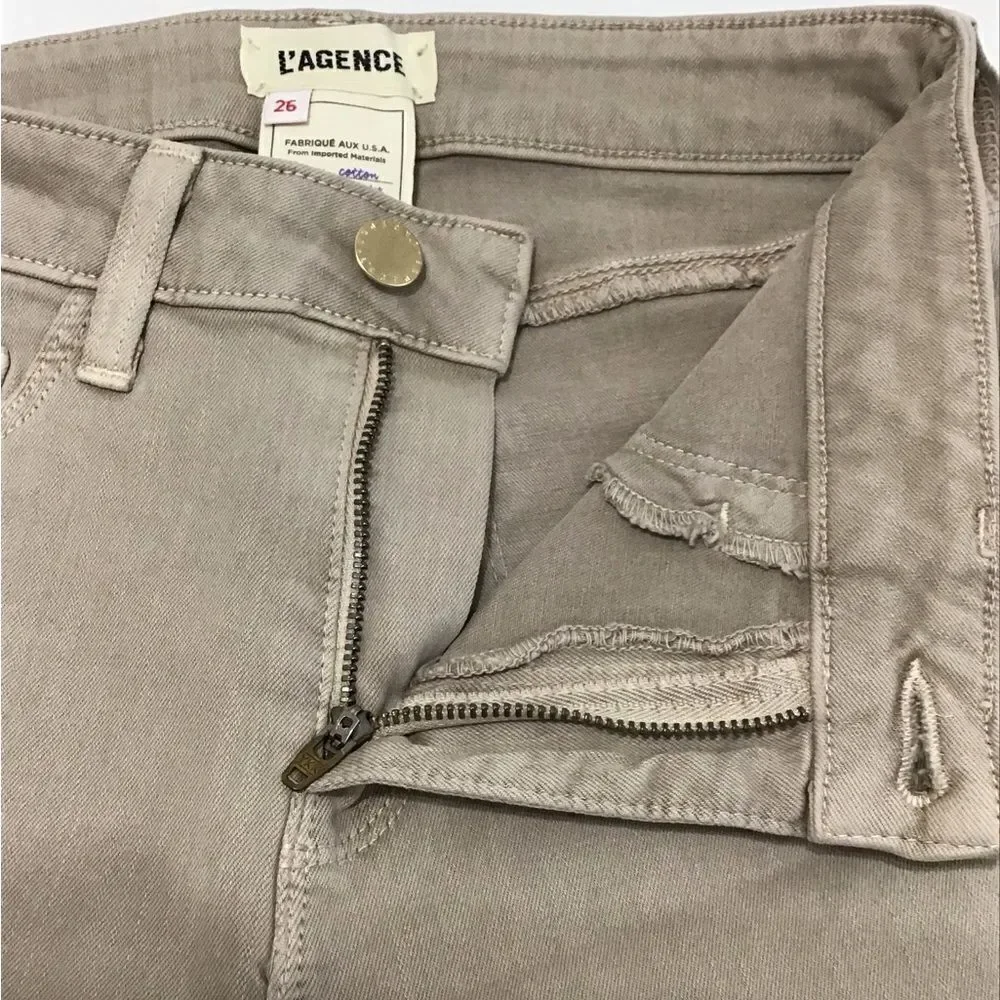 L’AGENCE Tan Skinny High Rise Cropped Jeans Size 26